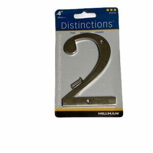 House Number #2 HILLMAN Distinctions 843322 4" Brushed Nickel House Number